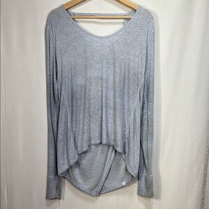 🪿lululemon athletica Light heathered Blue Long Sleeve back drap Top